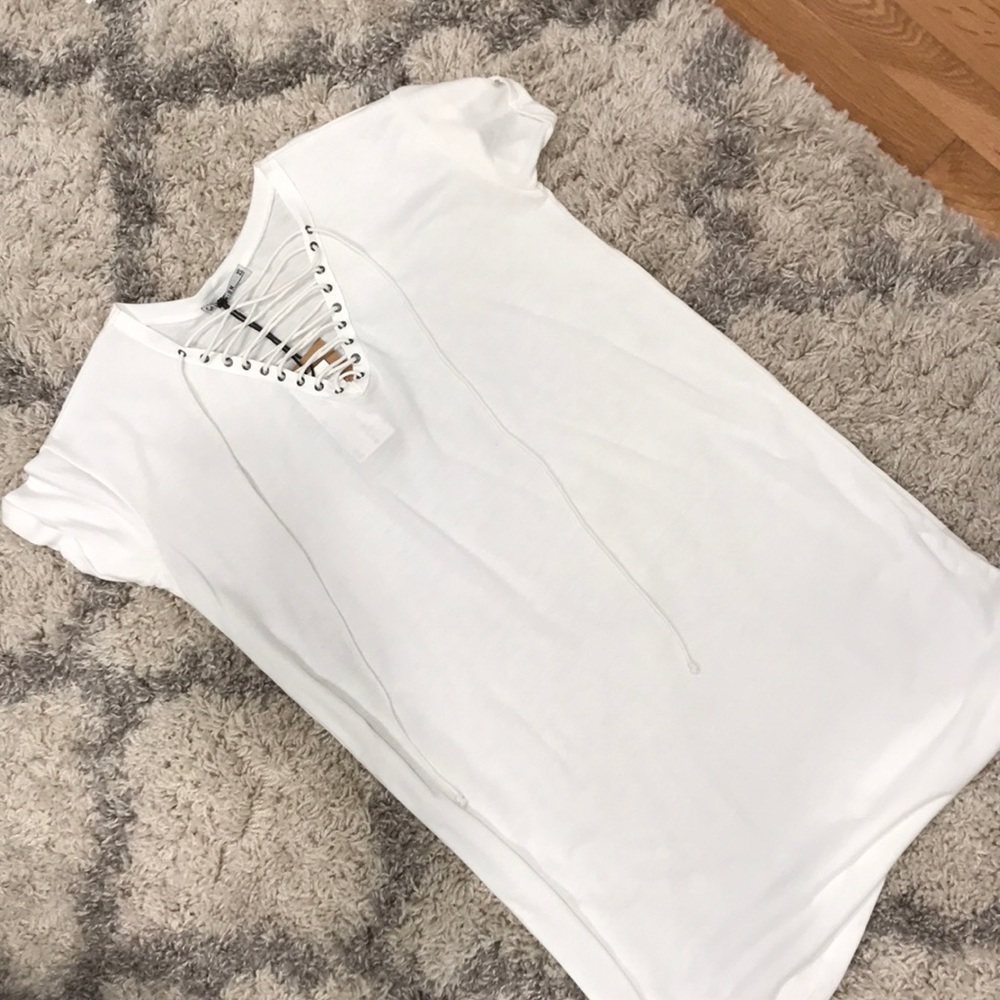 Cotton On White Lace-Up T-Shirt Dress!